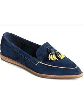 Sperry Saybrook Women 8 39 Painted Tassel Suede Loafers Shoes Flats Blue NEW